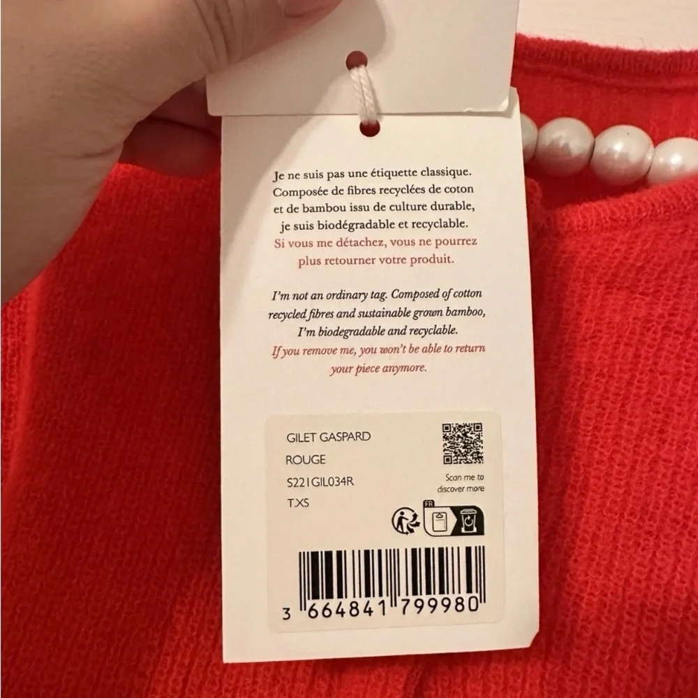 NWT Sezane Gaspard Cardigan Sweater in Red Size XS - Picture 8 of 13